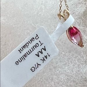 Solid 14k Yellow Gold Tourmaline Necklace